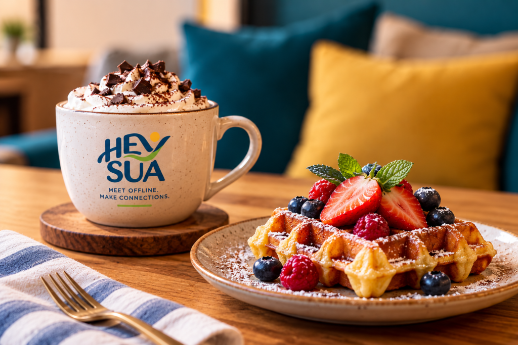 Hommade Hot Chocolate and Belgian Waffle at Hey Sua